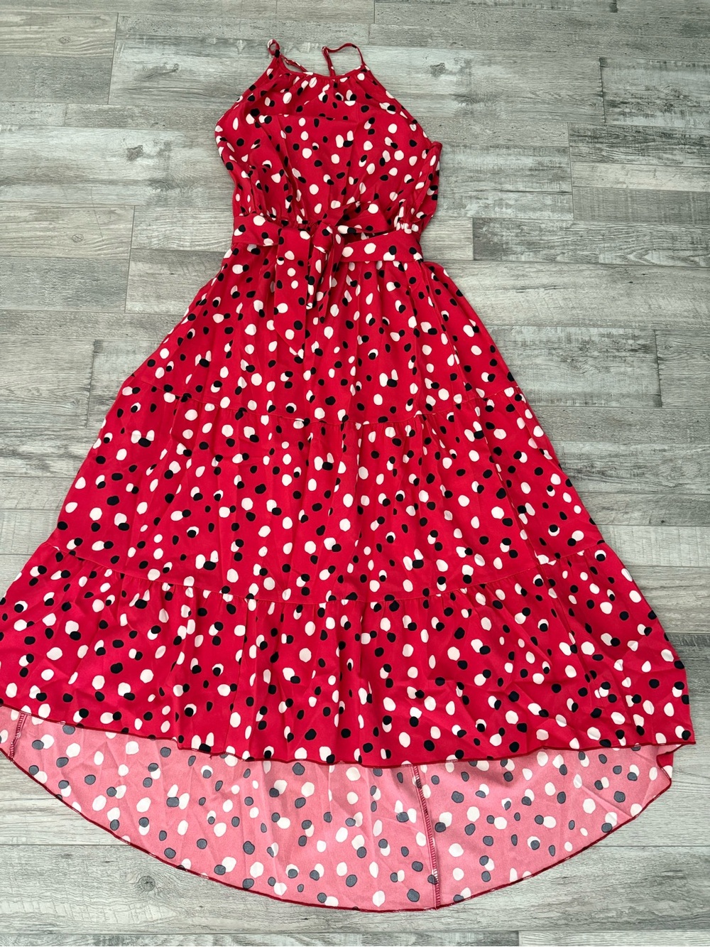 Red Polka Dot Halter Maxi Dress NWOT Small